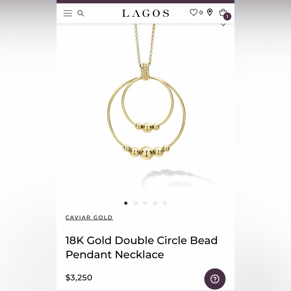 LAGOS 18K Gold Double Circle Bead Pendant Necklace